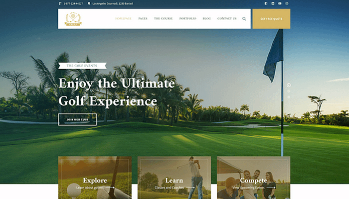Giao diện WordPress cho trung tâm dạy golf - Grulf