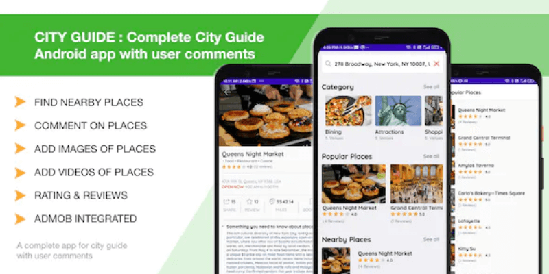 template ứng dụng cho thiết bị di động city guide