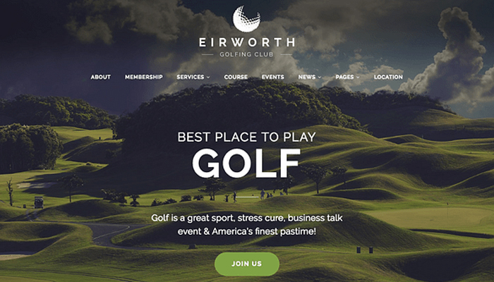 Mẫu website WordPress cho sân đánh golf - Eirworth
