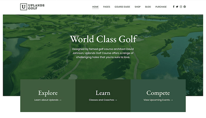Theme WordPress giới thiệu sân golf - Uplands