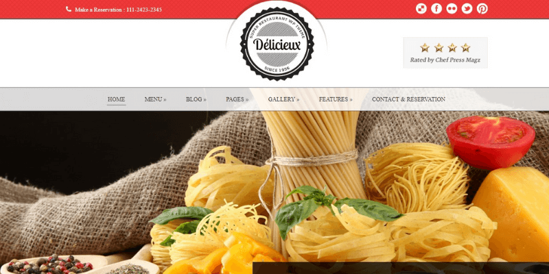 mẫu website nhà hàng deliciuex