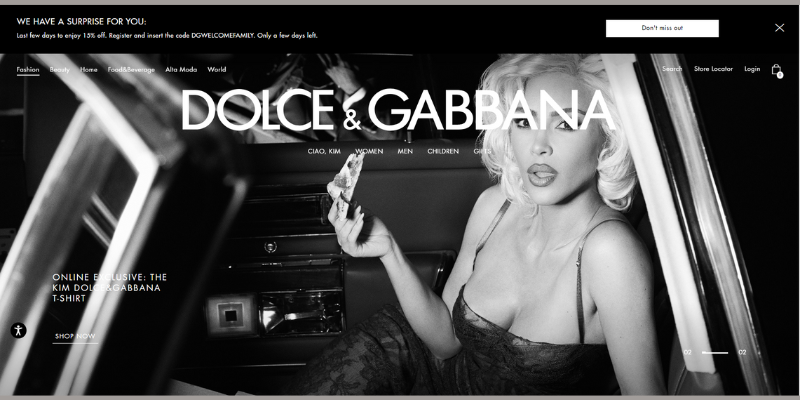 Dolce and Gabbana - Website thương hiệu thời trang nổi bật